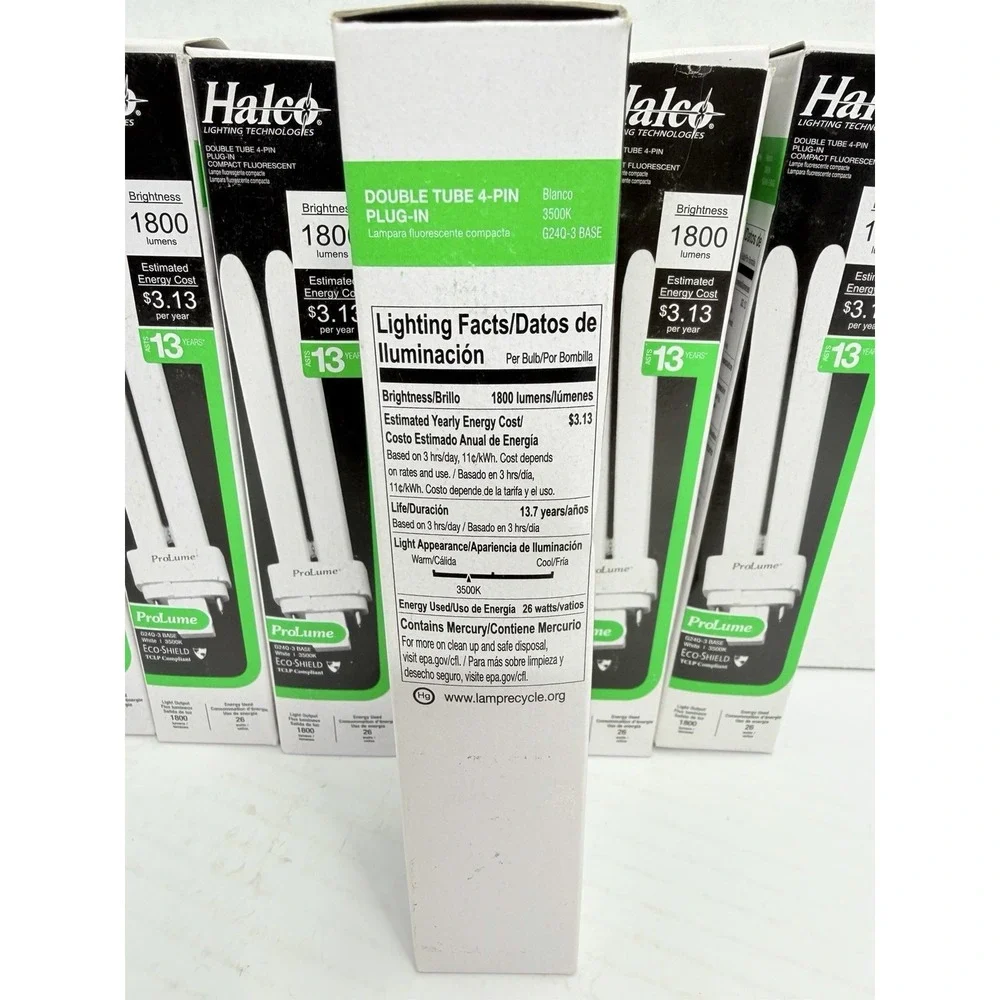 Lot of 8 Halco ProLume PL26D/E/35/ECO 26W 3500K CFL Bulbs G24Q-3 NOS
